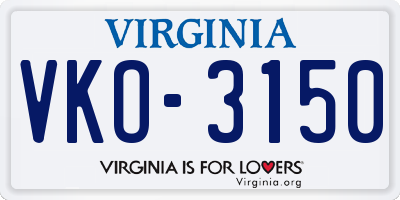 VA license plate VKO3150