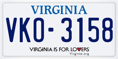 VA license plate VKO3158