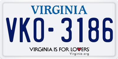 VA license plate VKO3186