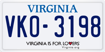 VA license plate VKO3198
