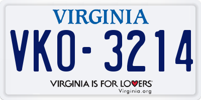 VA license plate VKO3214