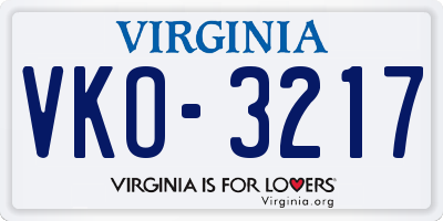 VA license plate VKO3217