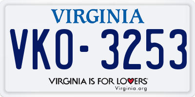 VA license plate VKO3253
