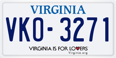 VA license plate VKO3271