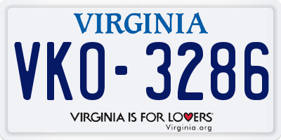 VA license plate VKO3286