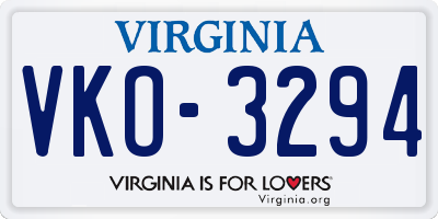 VA license plate VKO3294