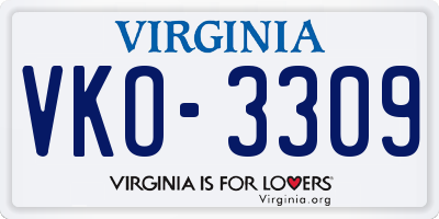 VA license plate VKO3309