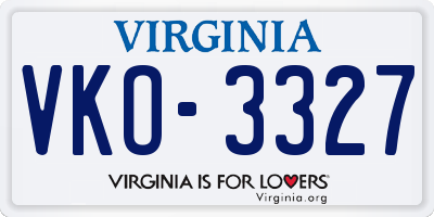 VA license plate VKO3327