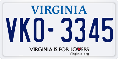 VA license plate VKO3345