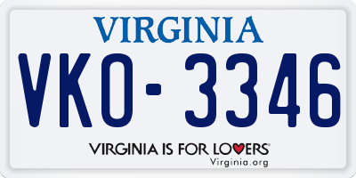 VA license plate VKO3346