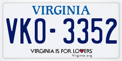 VA license plate VKO3352