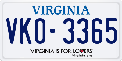 VA license plate VKO3365