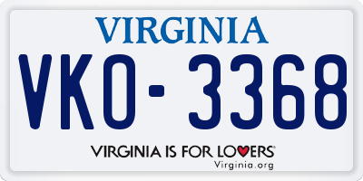 VA license plate VKO3368