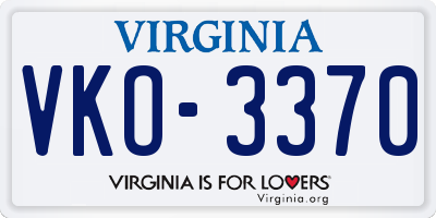 VA license plate VKO3370