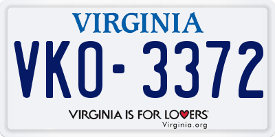 VA license plate VKO3372