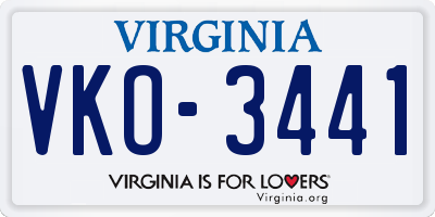 VA license plate VKO3441