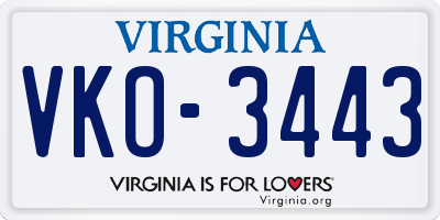 VA license plate VKO3443