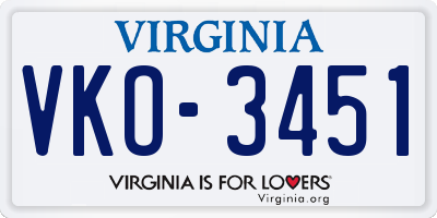 VA license plate VKO3451