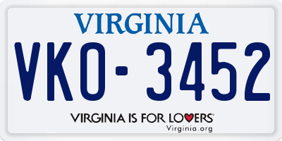 VA license plate VKO3452