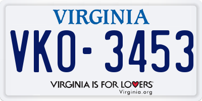 VA license plate VKO3453