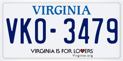 VA license plate VKO3479