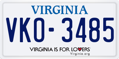 VA license plate VKO3485
