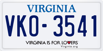 VA license plate VKO3541