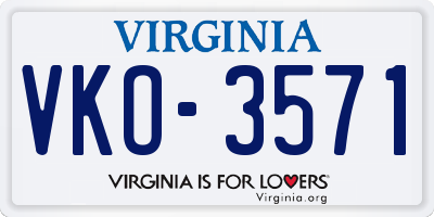VA license plate VKO3571