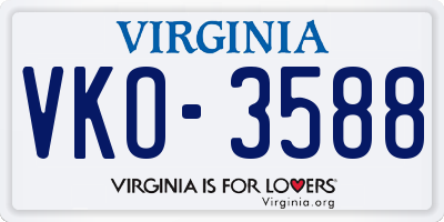 VA license plate VKO3588