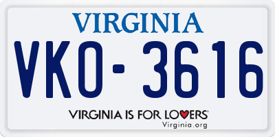VA license plate VKO3616