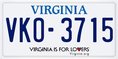 VA license plate VKO3715