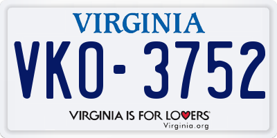 VA license plate VKO3752
