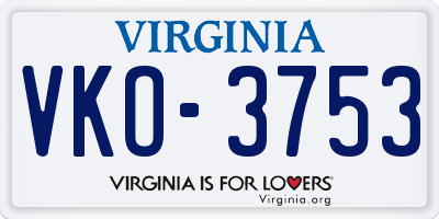 VA license plate VKO3753