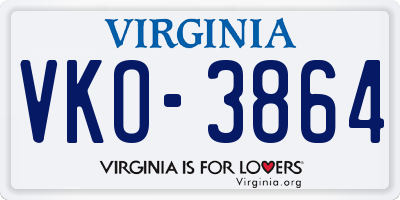 VA license plate VKO3864