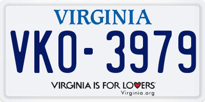 VA license plate VKO3979