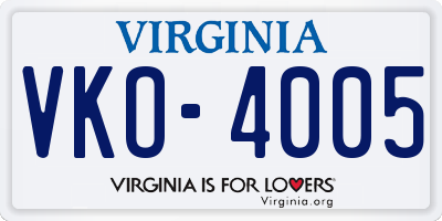 VA license plate VKO4005