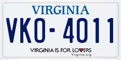 VA license plate VKO4011