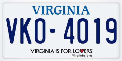 VA license plate VKO4019