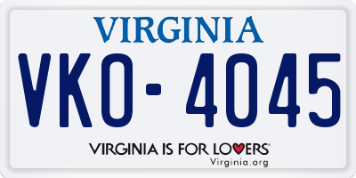 VA license plate VKO4045