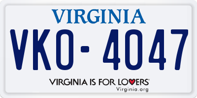 VA license plate VKO4047