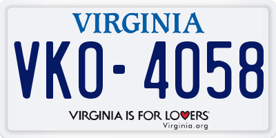 VA license plate VKO4058