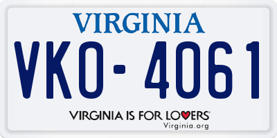 VA license plate VKO4061
