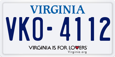 VA license plate VKO4112