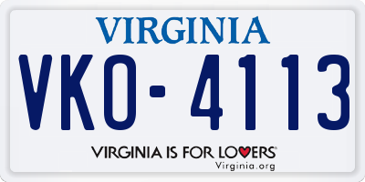 VA license plate VKO4113