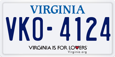 VA license plate VKO4124
