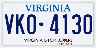 VA license plate VKO4130
