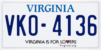 VA license plate VKO4136