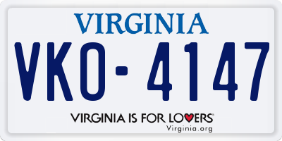 VA license plate VKO4147