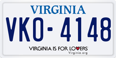 VA license plate VKO4148