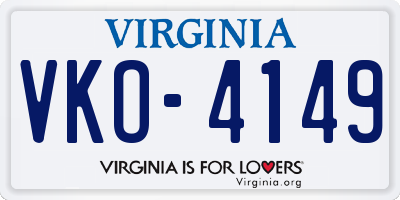VA license plate VKO4149